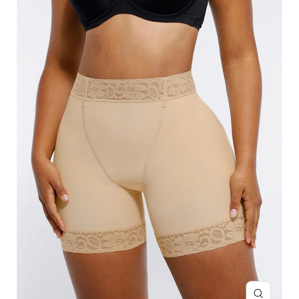 Shapellx AirSlim® High Waist Lace Butt Enhancer Panty Sorts - Beige / M
